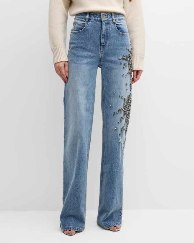 Martin High-Rise Crystal Straight-Leg Jeans